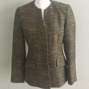 Lafayette 148 Green Tweed Blazer Jacket Size 2